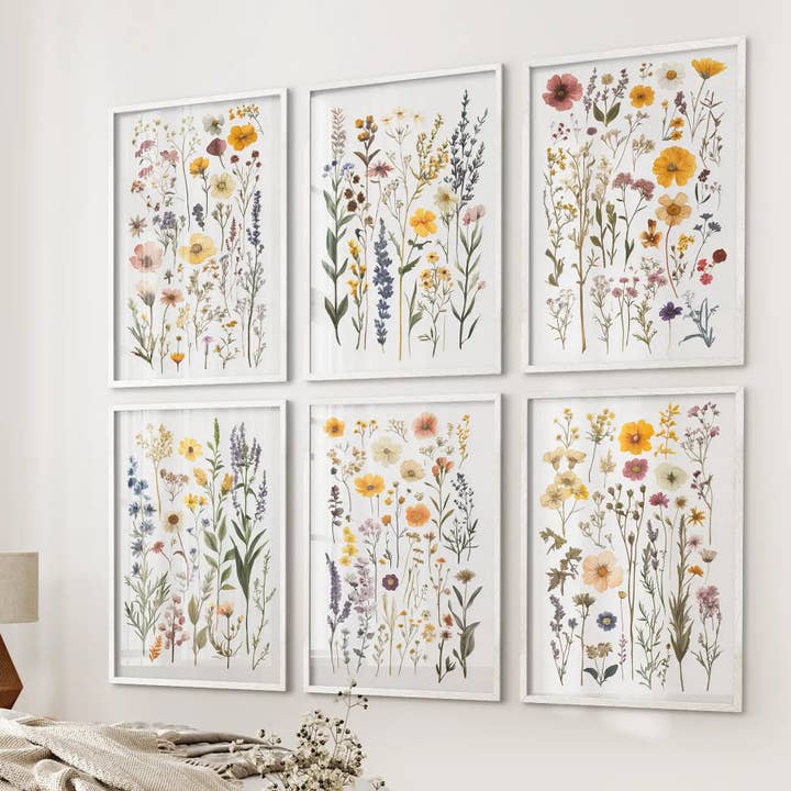Vintage Gallery Wall of Wildflower Wall Art Print for wholesale by PrintSets.com