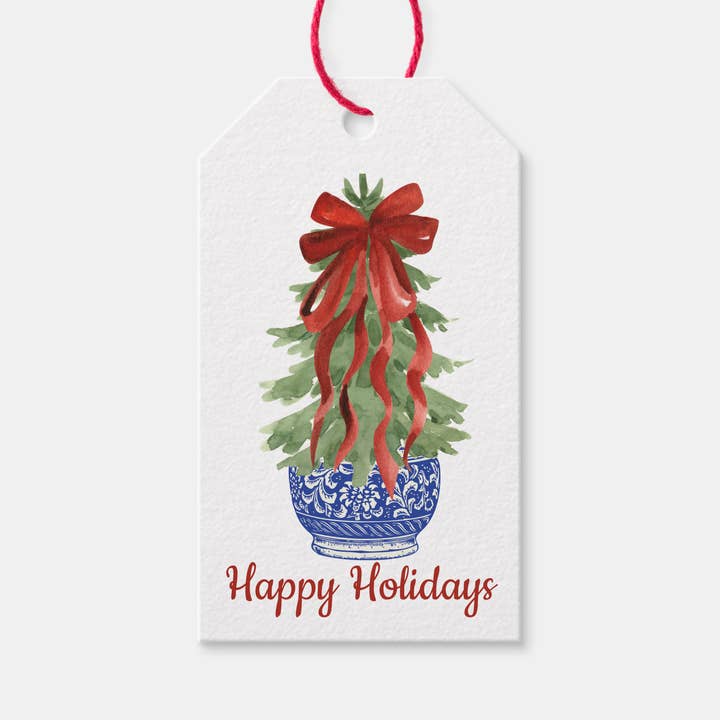 Design Carolinas - Wholesale Gift Tag - Chinoiserie Topiary Tree Christmas Holiday Gift Tags5