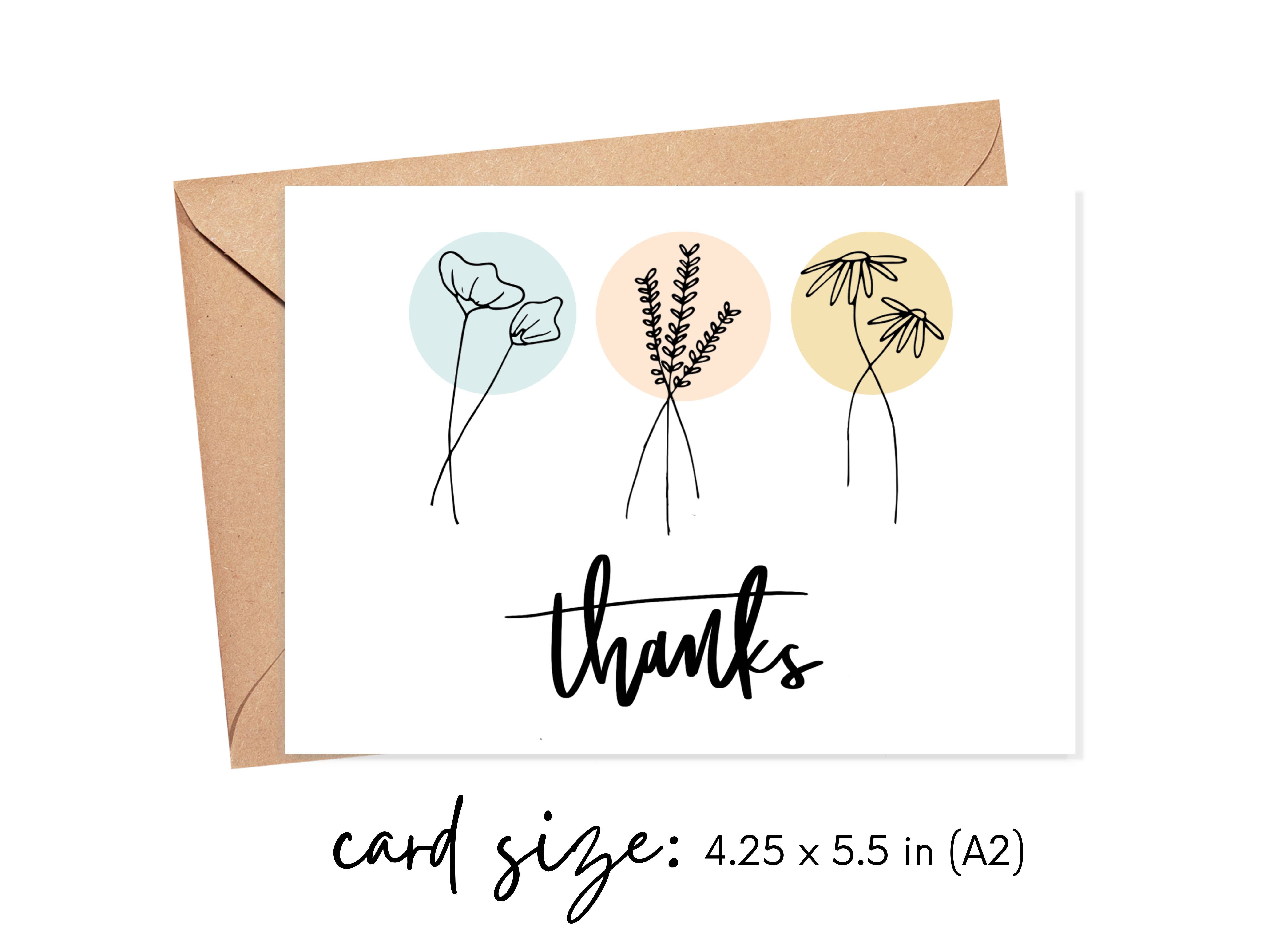 Simply Happy Paper - Wholesale Thank You Card - Thanks Pastel Flowers Card1