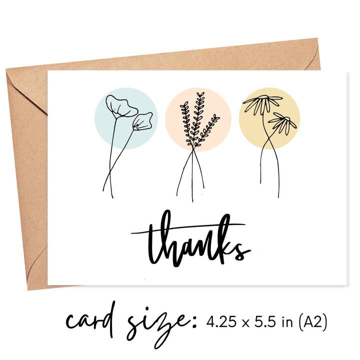 Simply Happy Paper - Wholesale Thank You Card - Thanks Pastel Flowers Card1