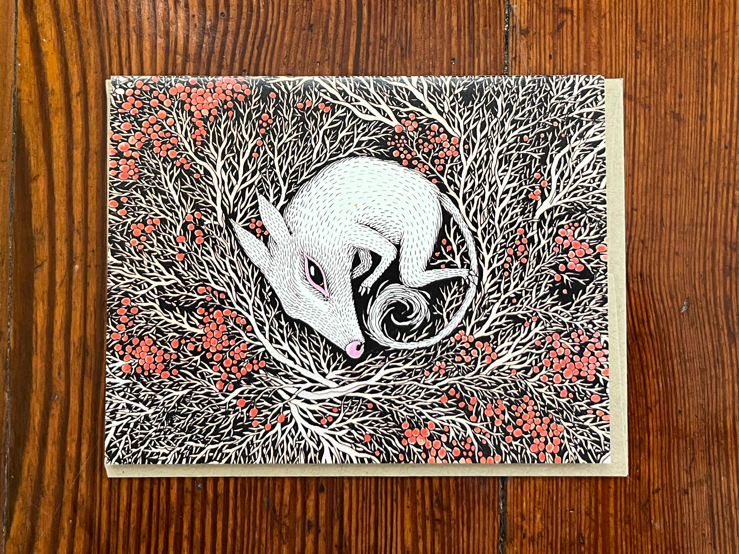 Fox & Comet - Wholesale Stationery/Notecard Set - Curled Creature Note Card 0