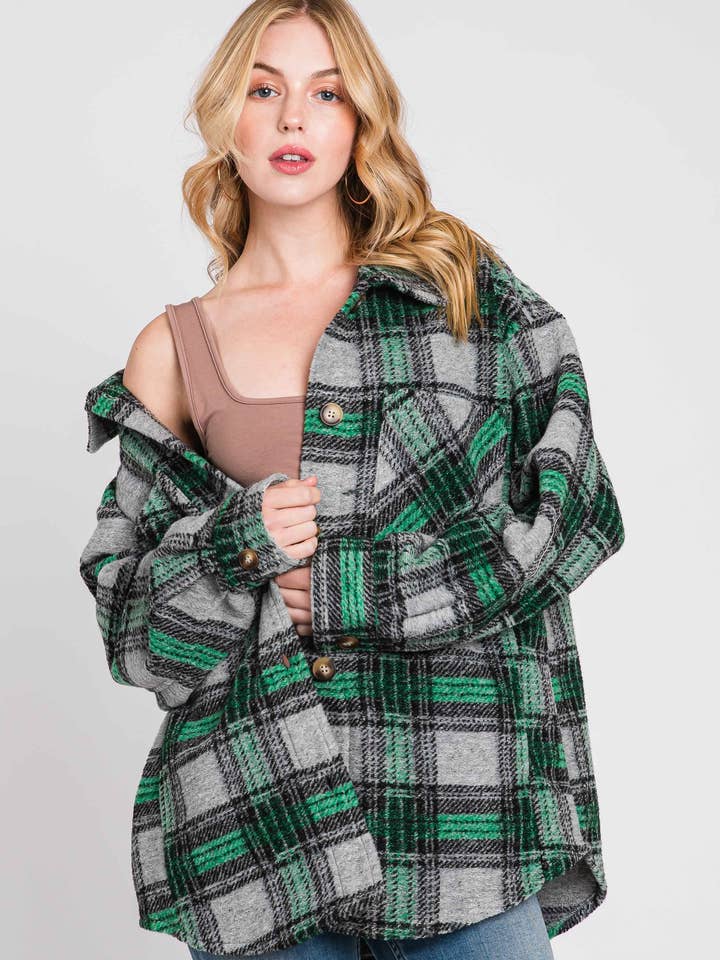 Soft Cozy Plaid Jacket 3432T for wholesale by ELLEBORN
