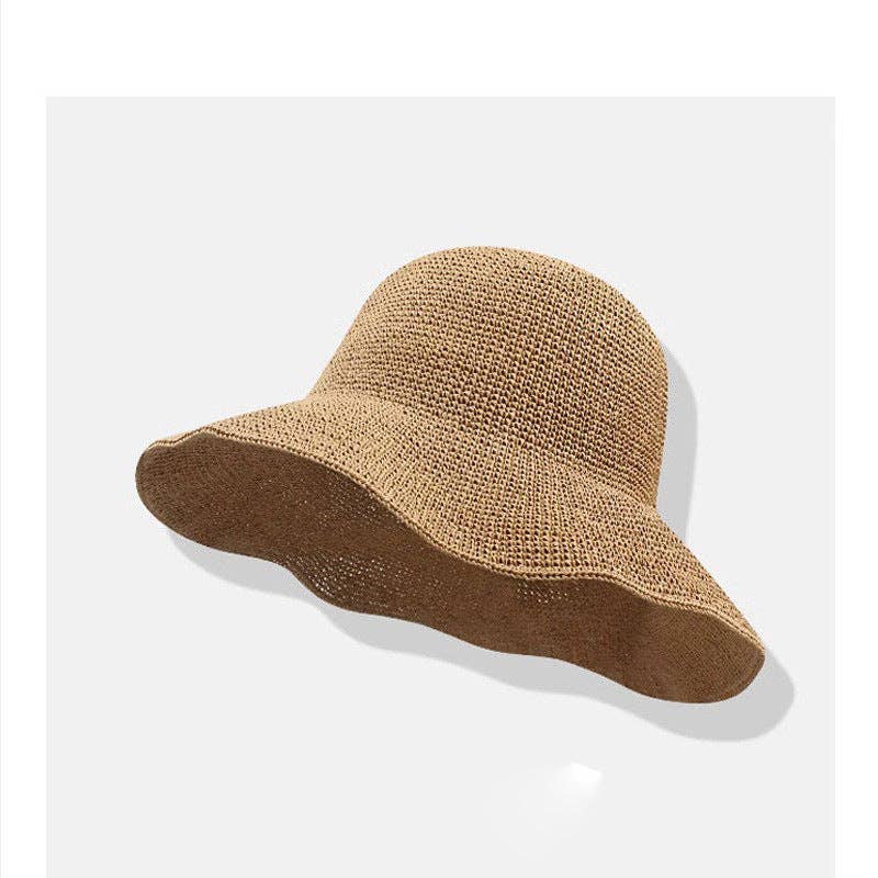 Dipped Shop - Wholesale Straw Hat - Women's - Casual Wide Brim Handwoven Straw Bucket Hat DP25E4153