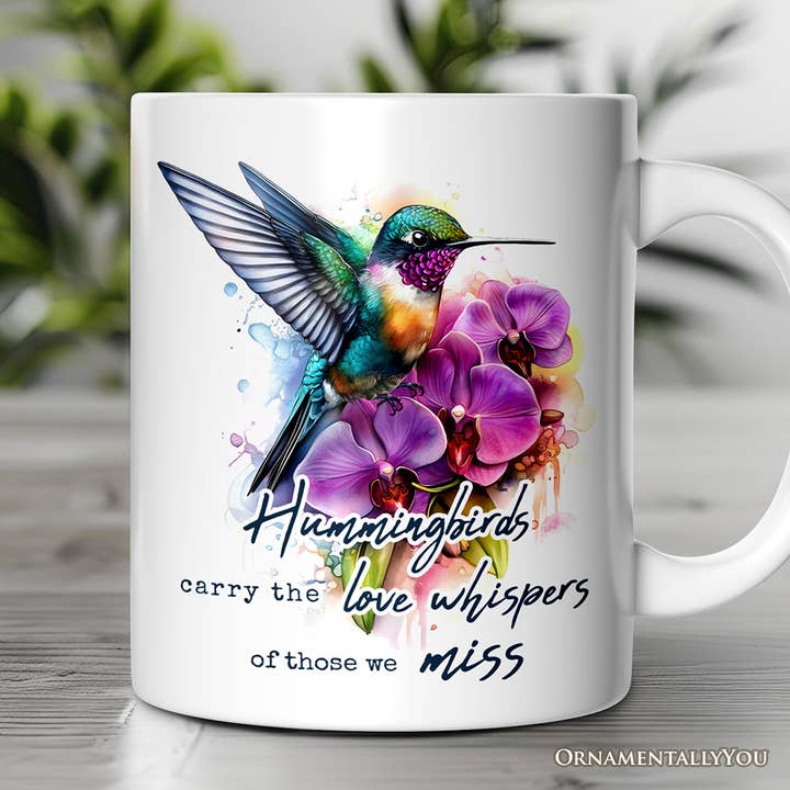 Artistic Hummingbirds Carry the Love Whispers Quote Gift Mug for wholesale by OrnamentallyYou