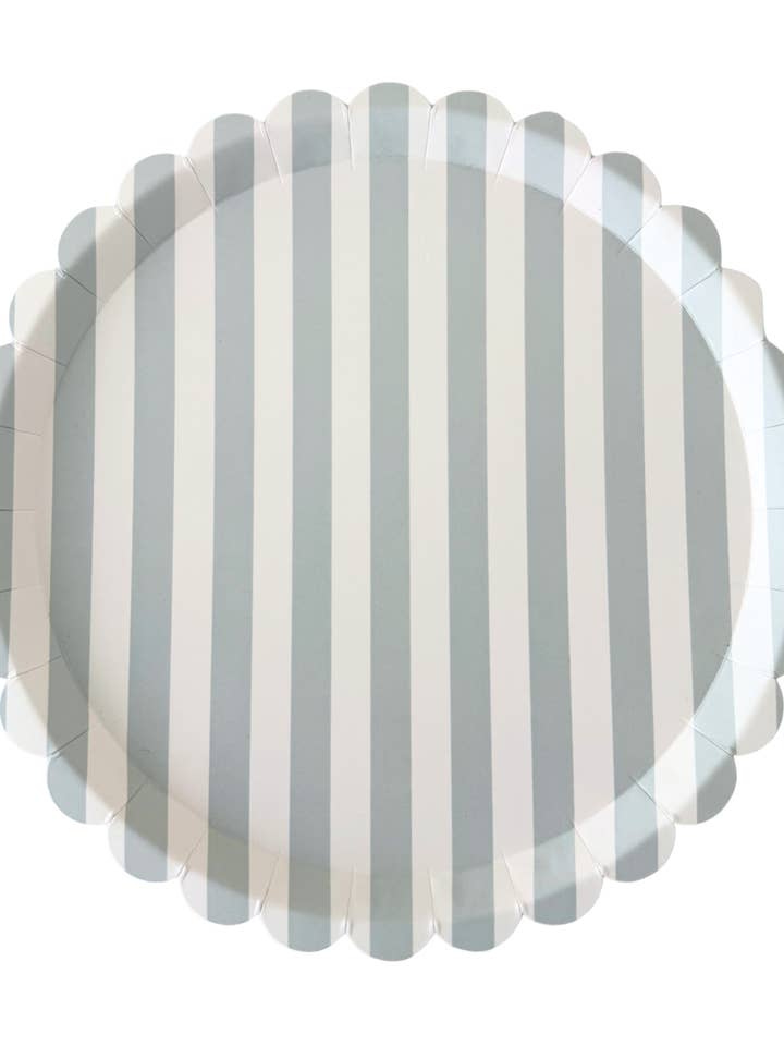 Classic Light Blue Striped Scalloped Dessert Plate, 12pcs for wholesale by Josi James