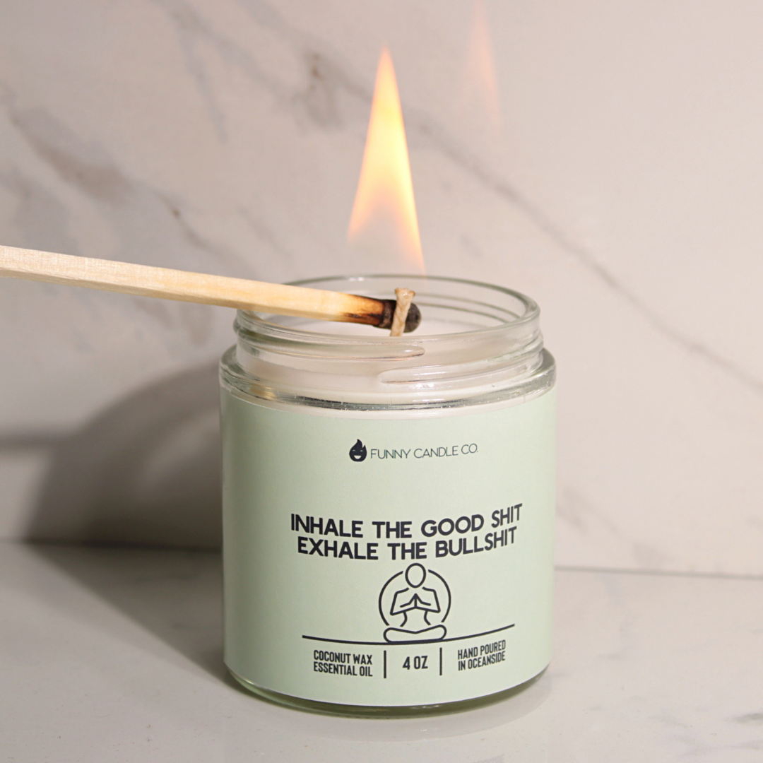 Funny Flames Candle Co - Les Creme - Wholesale Jar/Filled Candle - Inhale The Good Sh*t, Exhale The Bullsh*t (green)4