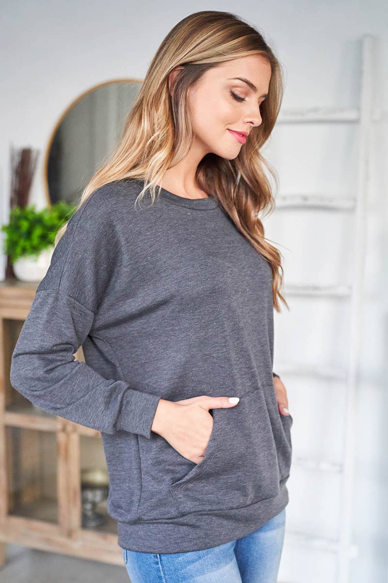 You & Me – wholesale Sweatshirt - Dam – PPT2063-LÅNGÄRMAD FRANSK FROTTÉ TOPP MED KÄNGURUFICKA53