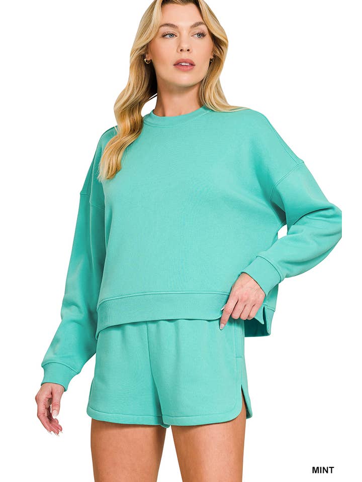 Vanilla Monkey – Engroshandel Loungesæt - Dame – Fleece langærmet sweatshirt og shorts sæt13