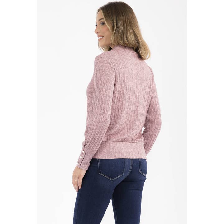 Perseption - Venta al por mayor Jersey de punto - Mujer - SUDADERA CON CUELLO SIMULADO Y BOTONES DE PERLA2