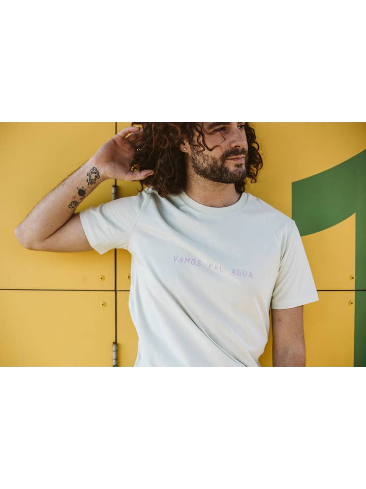 olas de coral - Wholesale Screen Printed T-Shirt - Unisex - Vamos Pal Agua Sustainable Surf T-shirt - Mint Green4