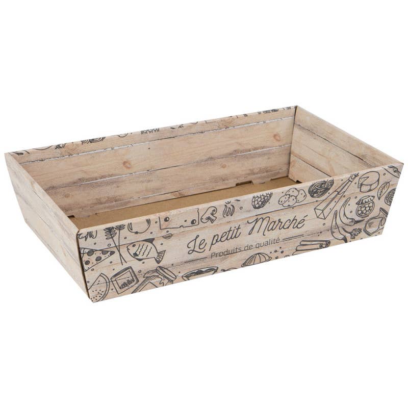Brown Black Cardboard Basket Flat 33x20x7.5cm The Little Market for wholesale on Faire0