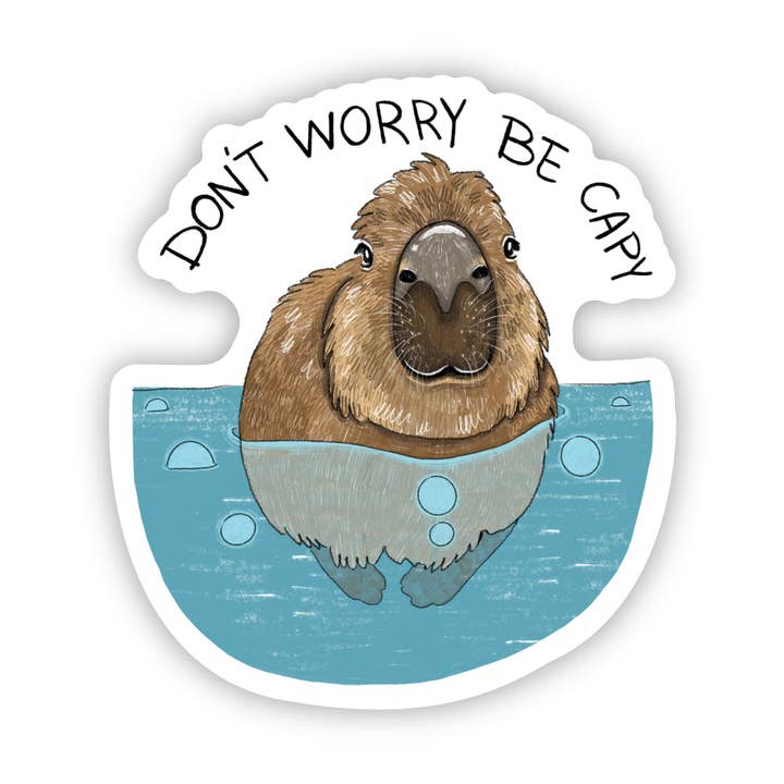 "Don't worry, be capy" Capybara sticker for wholesale by Big Moods