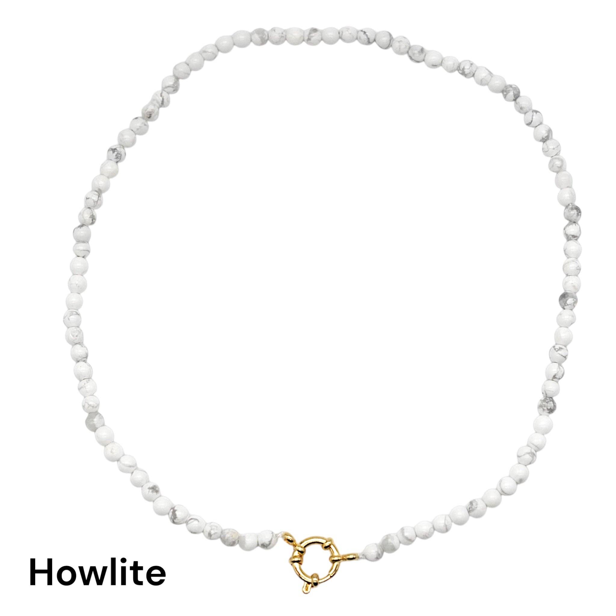 Foliesbijoux - Wholesale Beaded/Pearl Necklace - 43 cm 4 mm necklace with gold-plated stainless steel buoy clasp (20 stones available)21