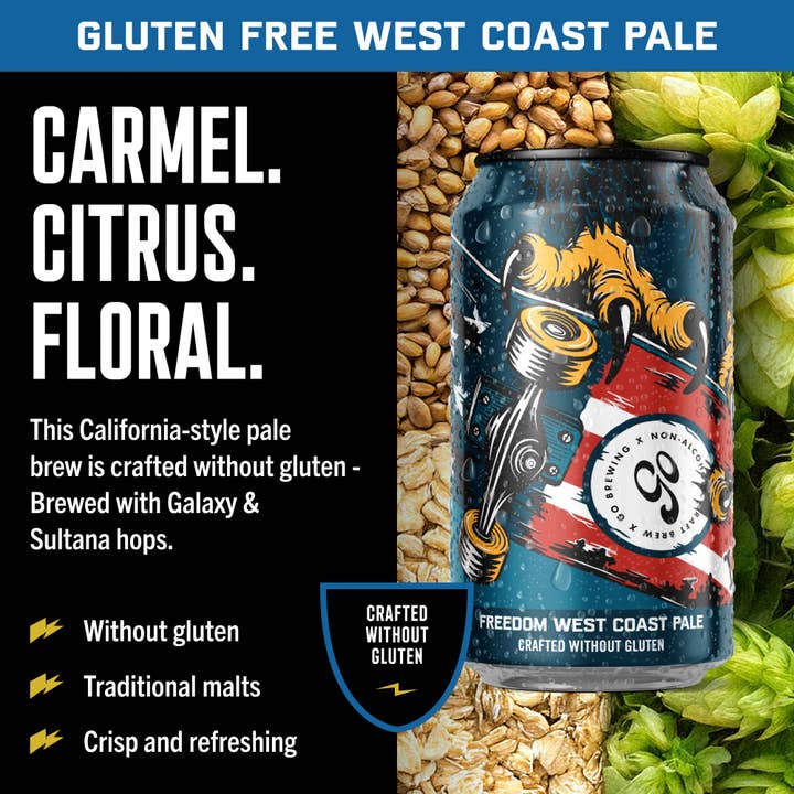 Go Brewing - Wholesale Non-Alcoholic Beer - Go Brewing Freedom West Coast Pale - No Gluten - 24 Pack