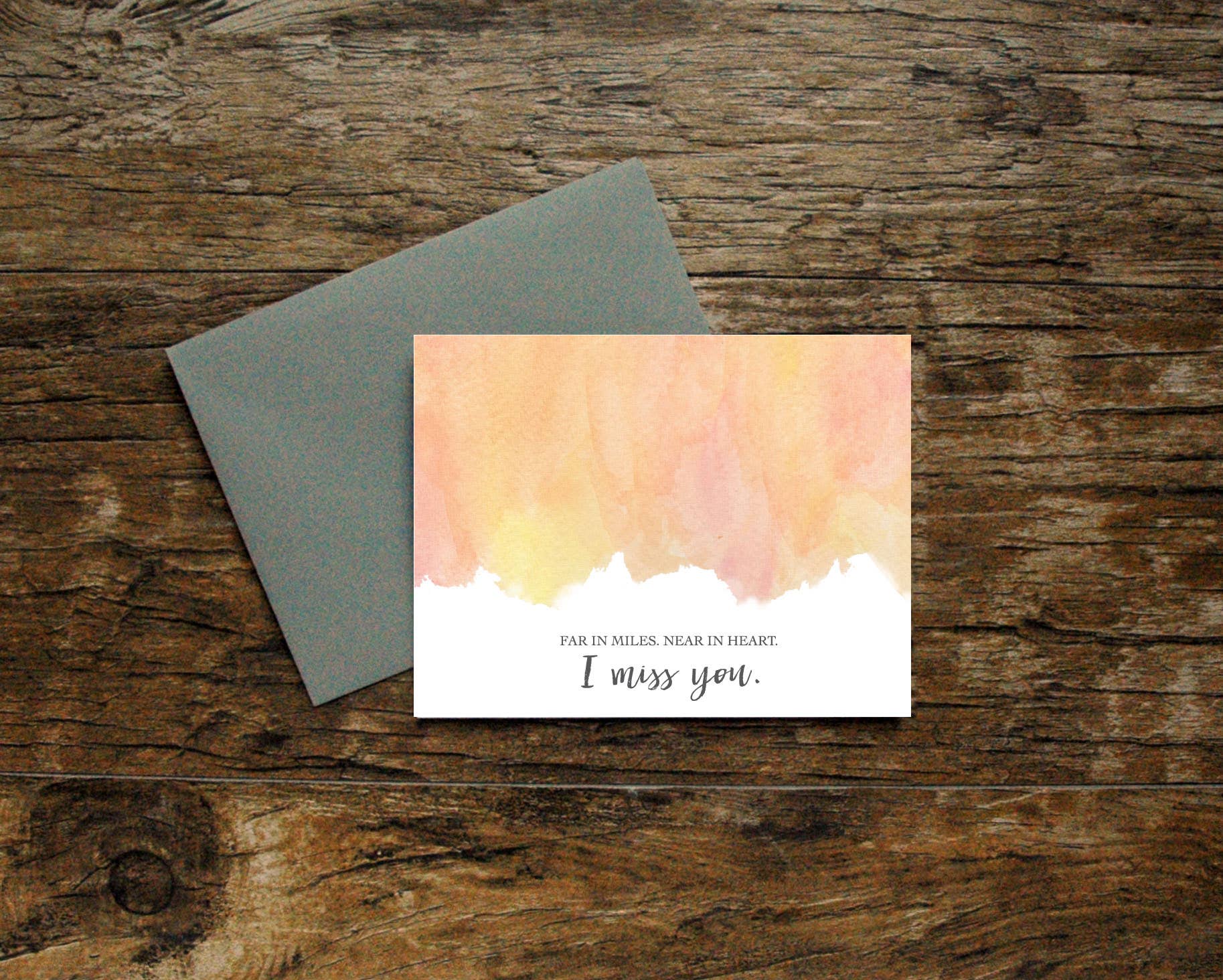 Print Therapy - Wholesale Love Card - Far in Miles Near in Heart I Miss You Card0