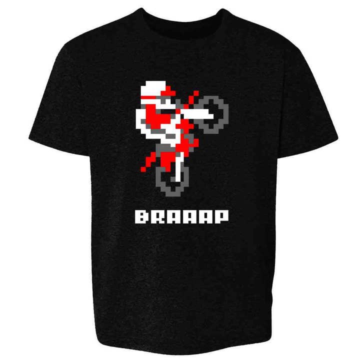 BRAAAP Dirt Bike Retro 8 Bit Video Kids & Youth Tee for wholesale by Pop Threads