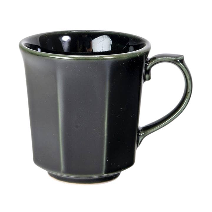 Tazza ottagonale in porcellana verde scuro con smalto reattivo allo zucchero 9oz 3,75"H JP (6/48) per la vendita all'ingrosso da parte di Urban Tokyo