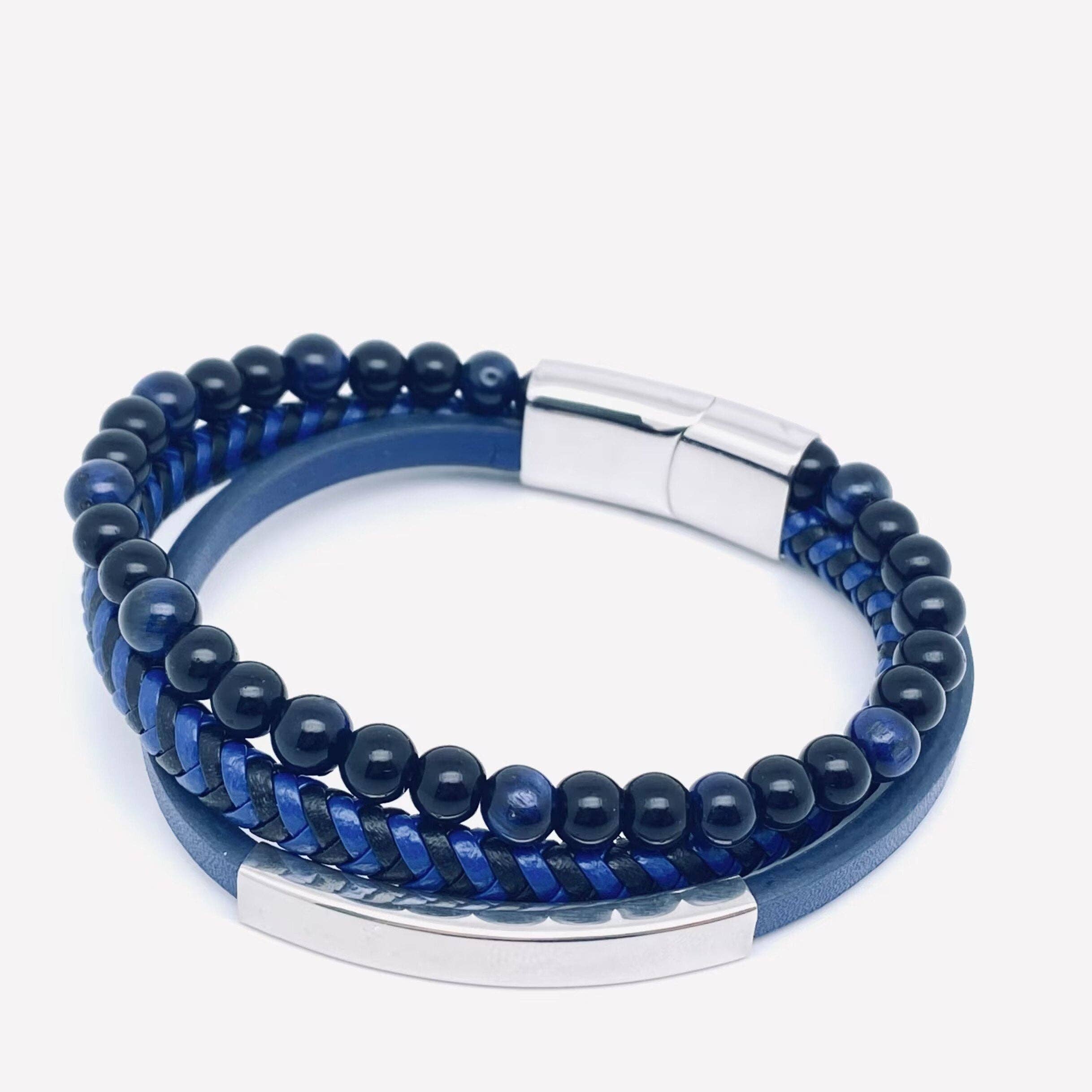 Beads Leather Woven Bracelet Magnetic Buckle - MJ/BC for wholesale on Faire4