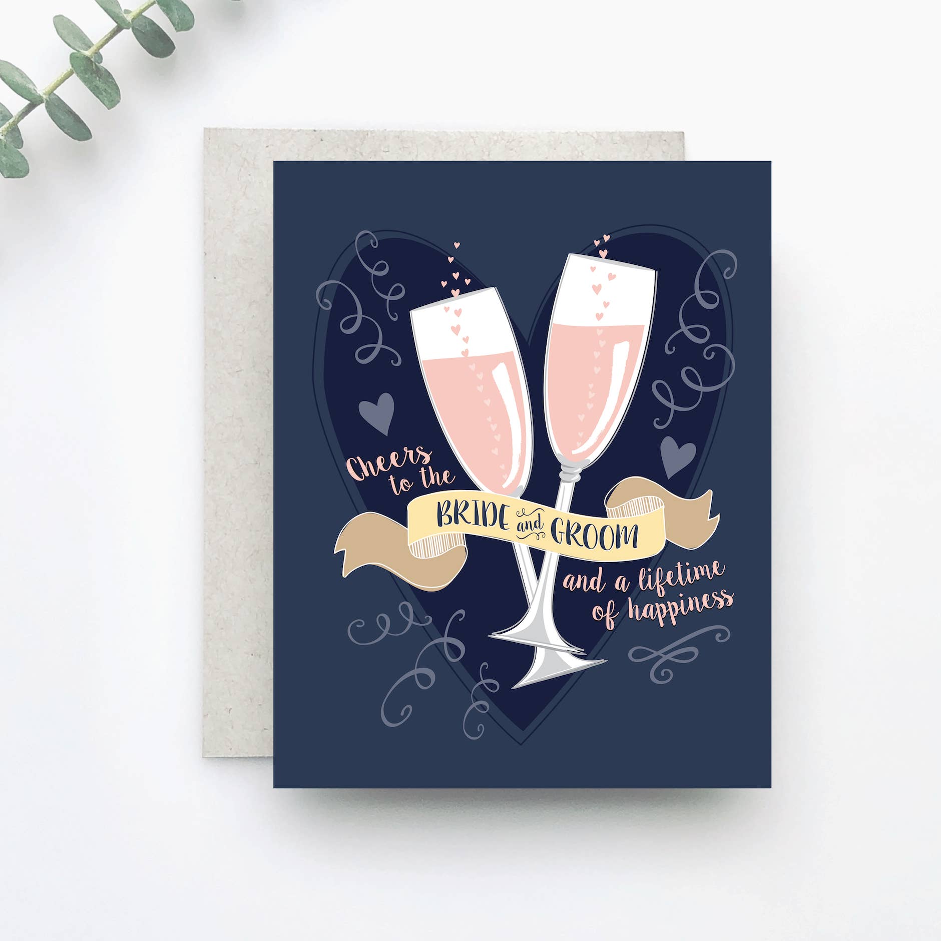 Merrily Paper - Wholesale Wedding Card - Cheers to the Bride & Groom Wedding Card