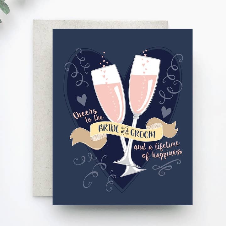 Merrily Paper - Wholesale Wedding Card - Cheers to the Bride & Groom Wedding Card0