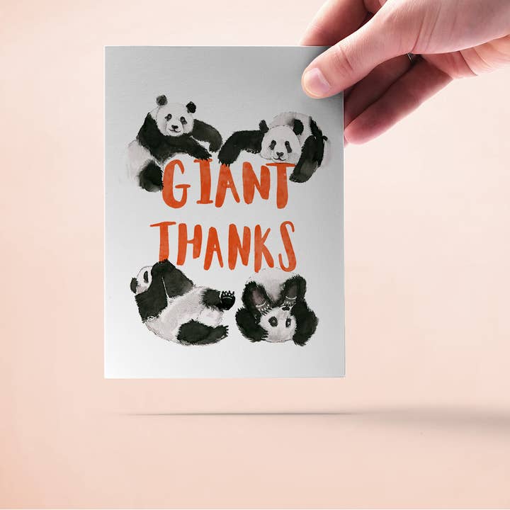 Liyana Studio - Wholesale Thank You Card - Giant Panda Thanks - Funny Thank You Card