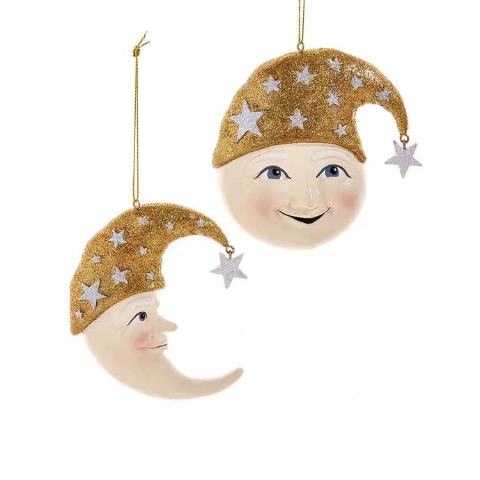 Kurt S. Adler, Inc. - Wholesale Ornament - 3.6-4" Resin Star/Moon Face Ornament 2 Assorted0