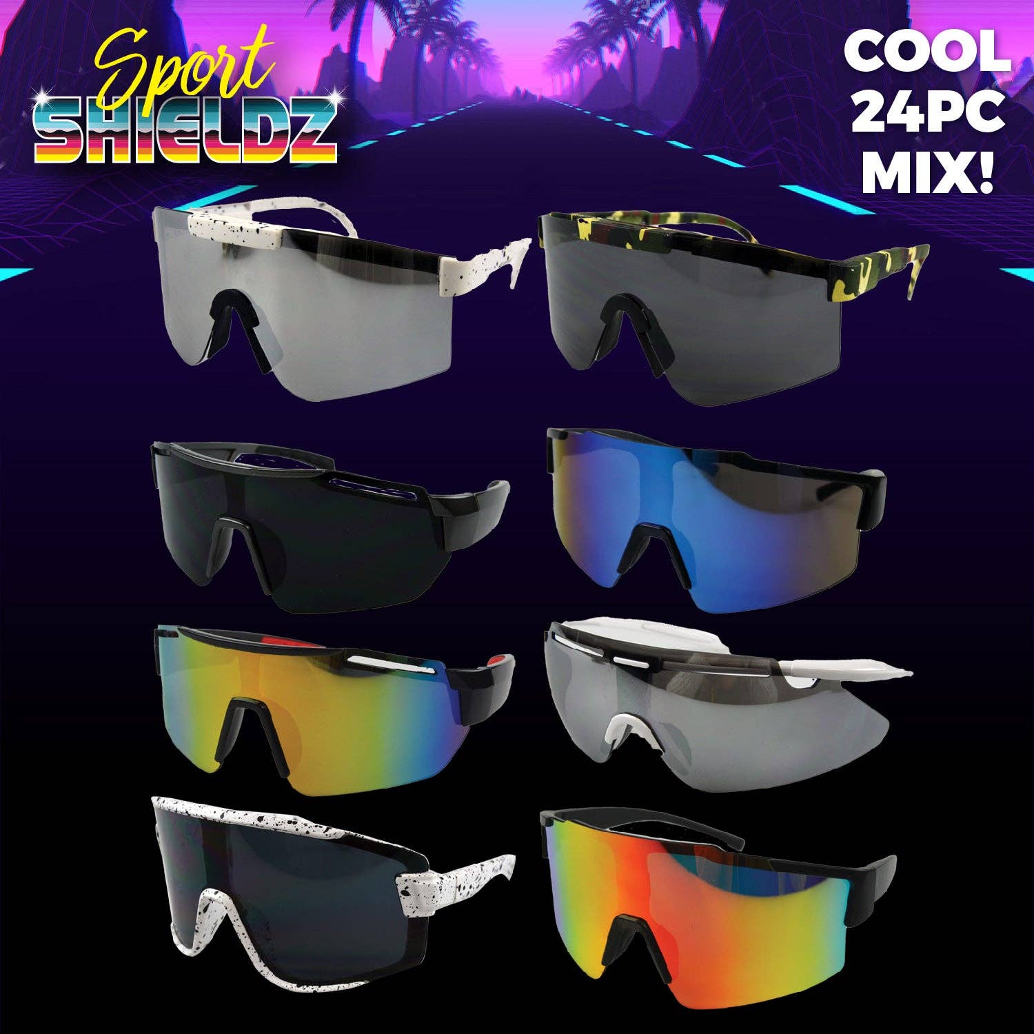 Novelty Brands - Wholesale Sunglasses - Unisex - Sport Shieldz Sunglasses Assortment 24PC Floor Display3