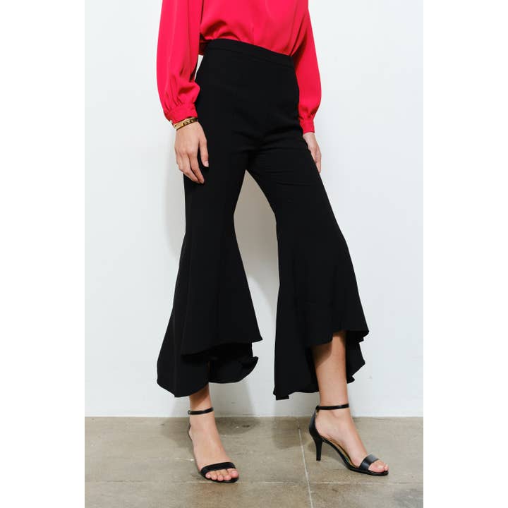 INA – Engroshandel Bukser - Dame – Draperede Flæse Høj-Lav Flare Bukser1