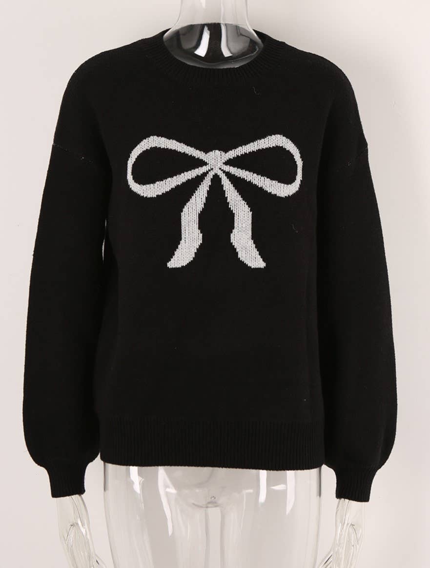 Rosa Clothing - Wholesale Knit Sweater - Women's - Stylish Bow Long-Sleeved Knitted Sweater10