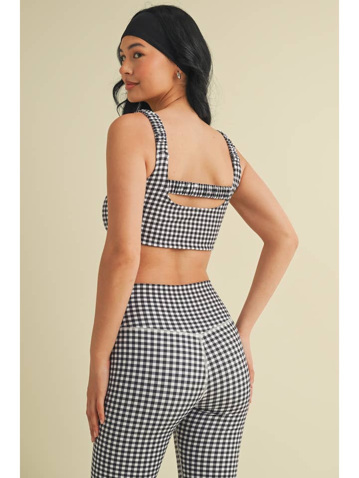 KIMBERLY C - Wholesale Sports Bra - Women's - Gingham Print Ruched Bra Top59