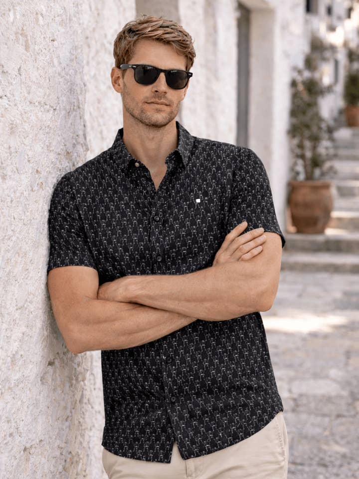 Short-sleeved polo shirt with skeleton print for wholesale by Yellow Skin