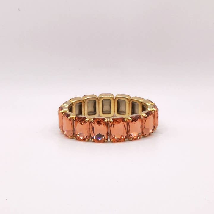 Elastic Lux Octagonal Stones Bracelets - Vintage Rose Otp for wholesale by QUÉ MÁS JEWELS
