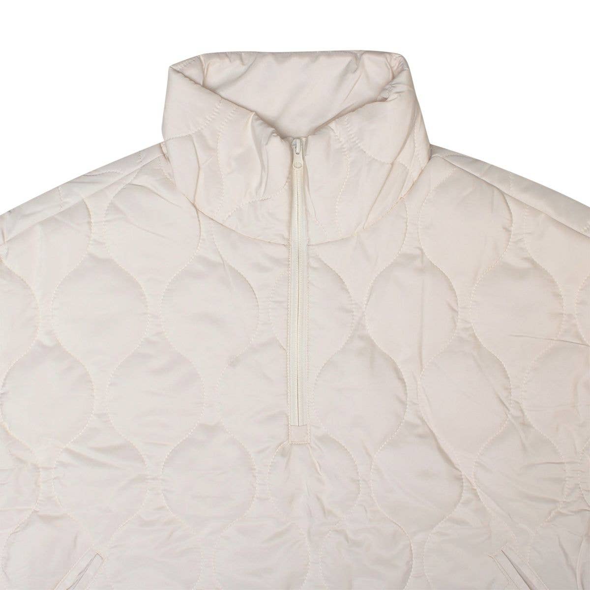 Ivory Quilted Puffer Half Zip Poncho for Women for wholesale on Faire2