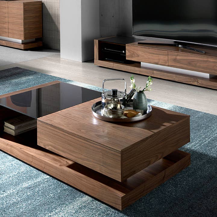 ANGEL CERDA – Großhandel Couchtische – Couchtisch aus Nussbaum furniert und getöntes Glas2