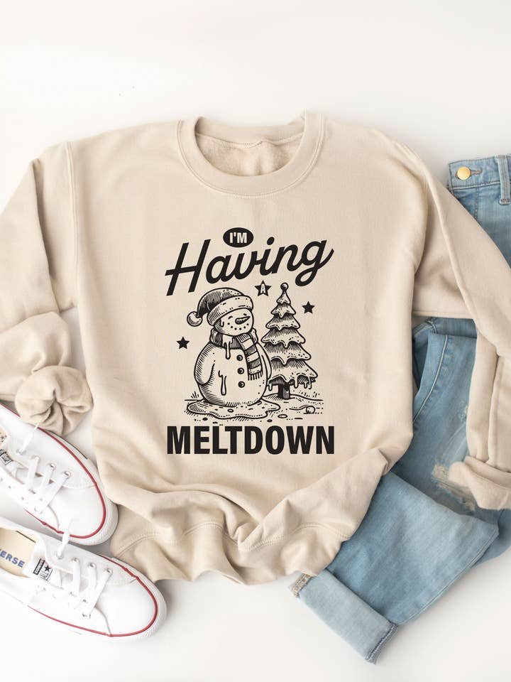 Tickled Teal - Wholesale Graphic Sweatshirt - Women's - I'm Having A Meltdown Graphic Sweatshirt