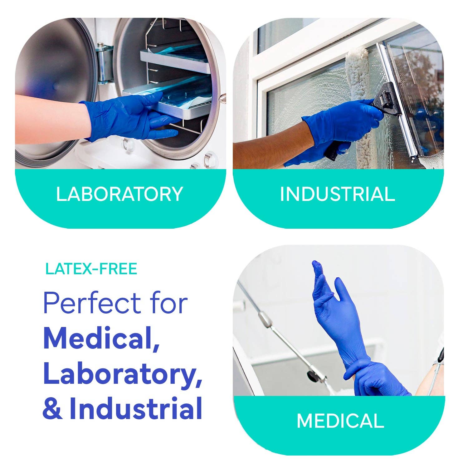 OWELL LLC - Wholesale Cleaning Gloves - OWELL Blue Medical Exam Nitrile Disposable Gloves -100 Count5