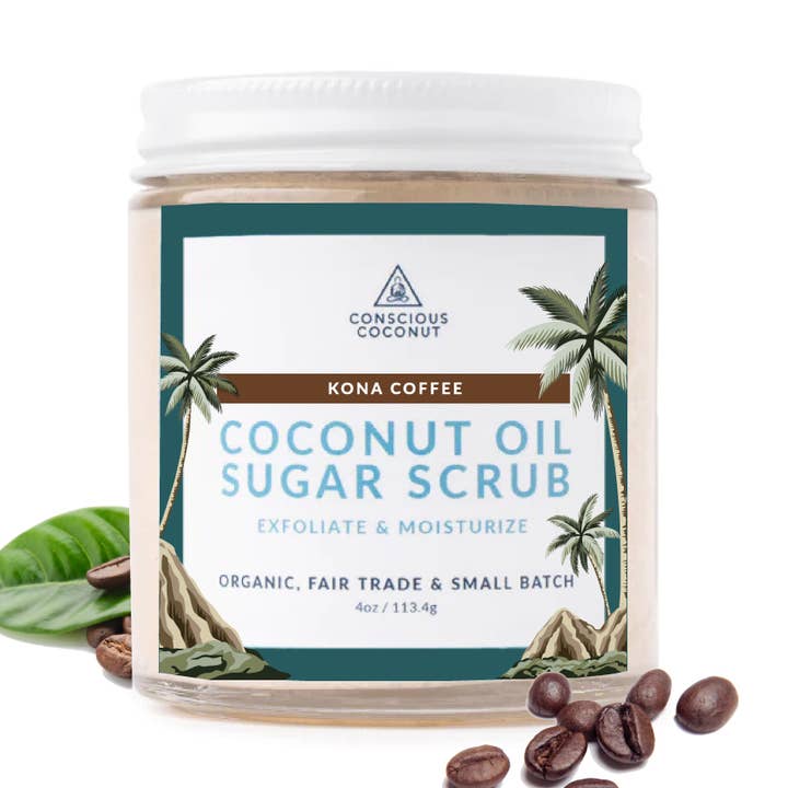 Kona Coffee Scrub Crafted with Big Island Coffee Roasters for wholesale by Conscious Coconut