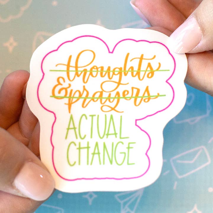 Thoughts and PrayersVinyl Waterproof Funny Sticker for wholesale by Colette Paperie