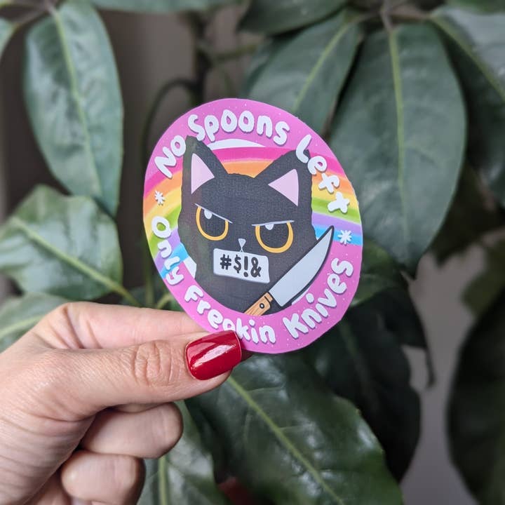 Moonlit Creations - Wholesale Sticker - No spoons left only freaking knives, funny vinyl sticker