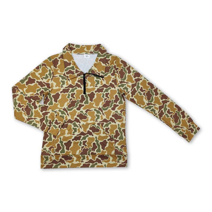 Yawoo Garments - Wholesale Sweatshirt - Women's - Brown camo pocket adult women zipper pullover4