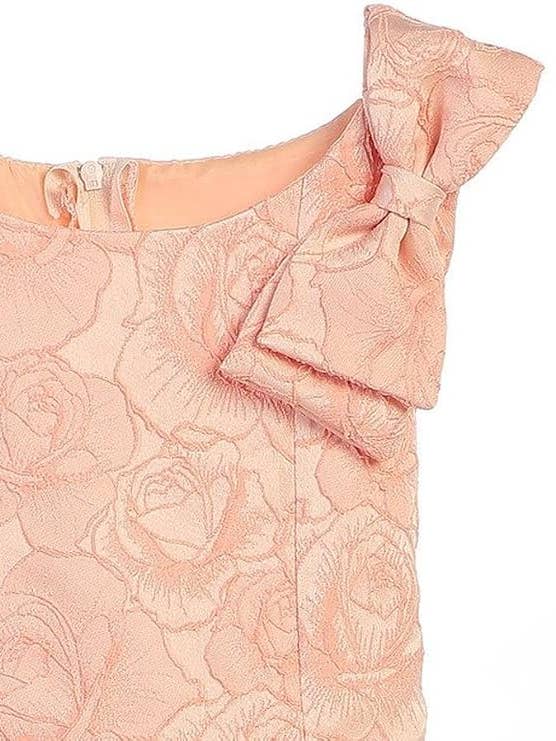 iGirlDress - Wholesale Dress - Kids - Vintage Rose Jacquard with Shoulder Bow Flower Girl Dress3