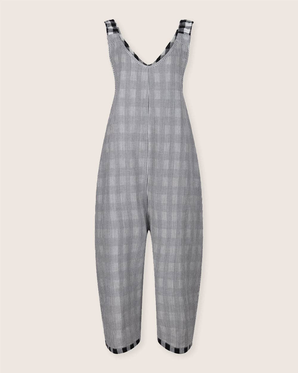 Multi Grace Multicolour Check Print Reversible Wide Leg Jumpsuit for wholesale on Faire10