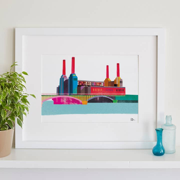 Centrale électrique de Battersea, Londres Print, Skyline de Londres pour la vente par I Drew This
