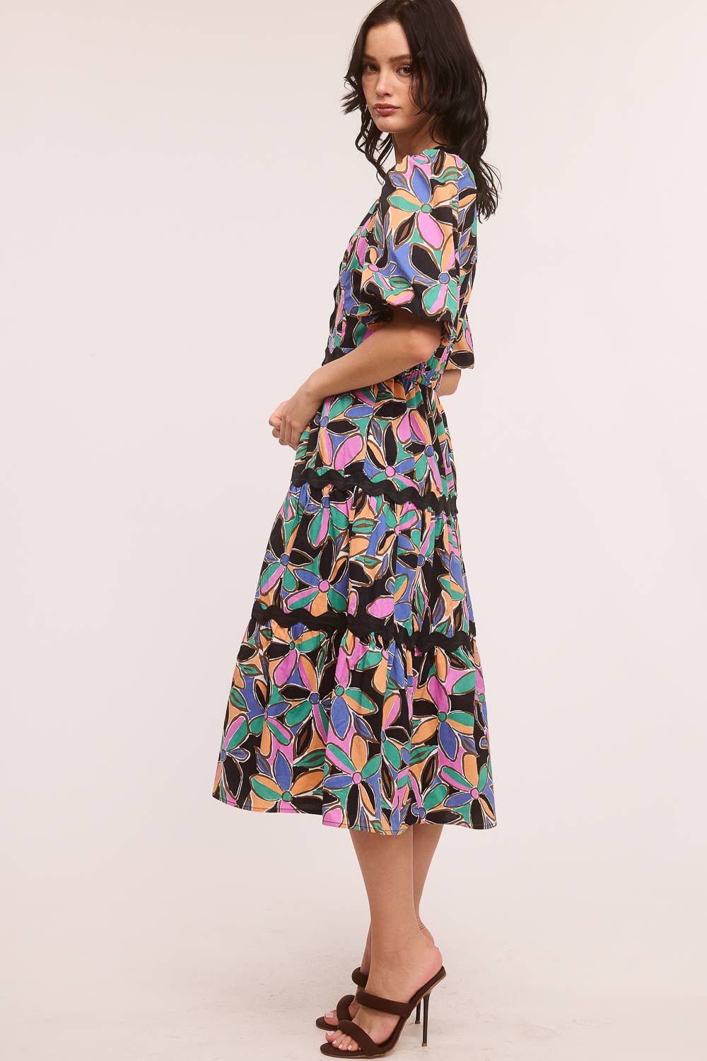 Ultramarine - Wholesale Dress - Women's - Printed Ric-Rac Midi Dress3