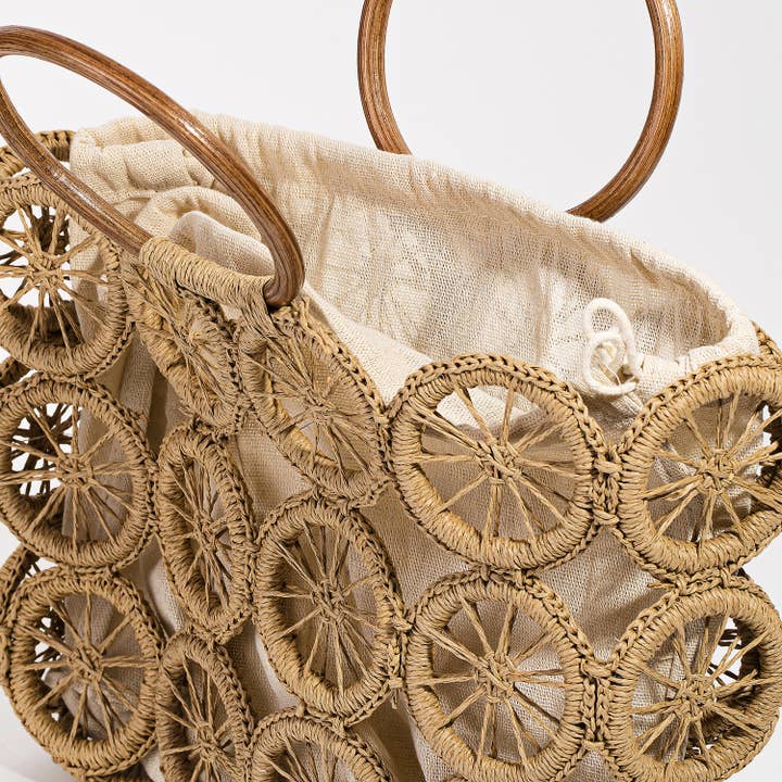 Collections by Fame Accessories - Wholesale Beach Bag - Boho Multi Circle Summer Beach Bag3