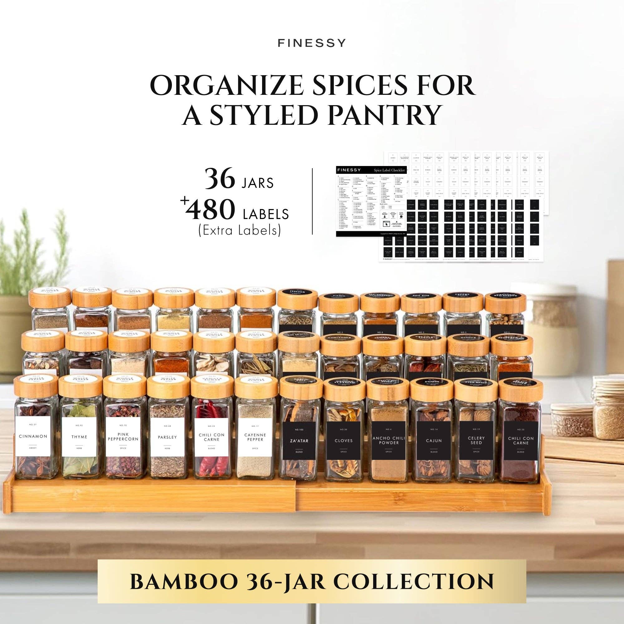 Finessy - Wholesale Jar - SPICE JARS WITH LABEL BAMBOO LID3