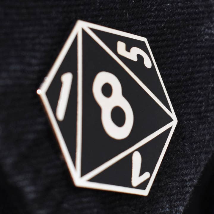 D8 Eight-Sided Die Hard Enamel Lapel Pin for wholesale by Clayton Jewelry Labs