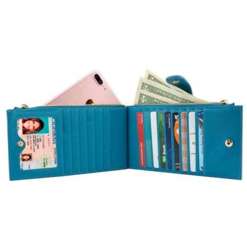 Bifold Multi Card Case Wallet with Zipper Pocket with RFID Blocking for wholesale by Krediz