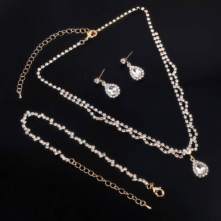 Loosely Hanging Lines Rinestone 3 Pieces Set for wholesale by Diacly