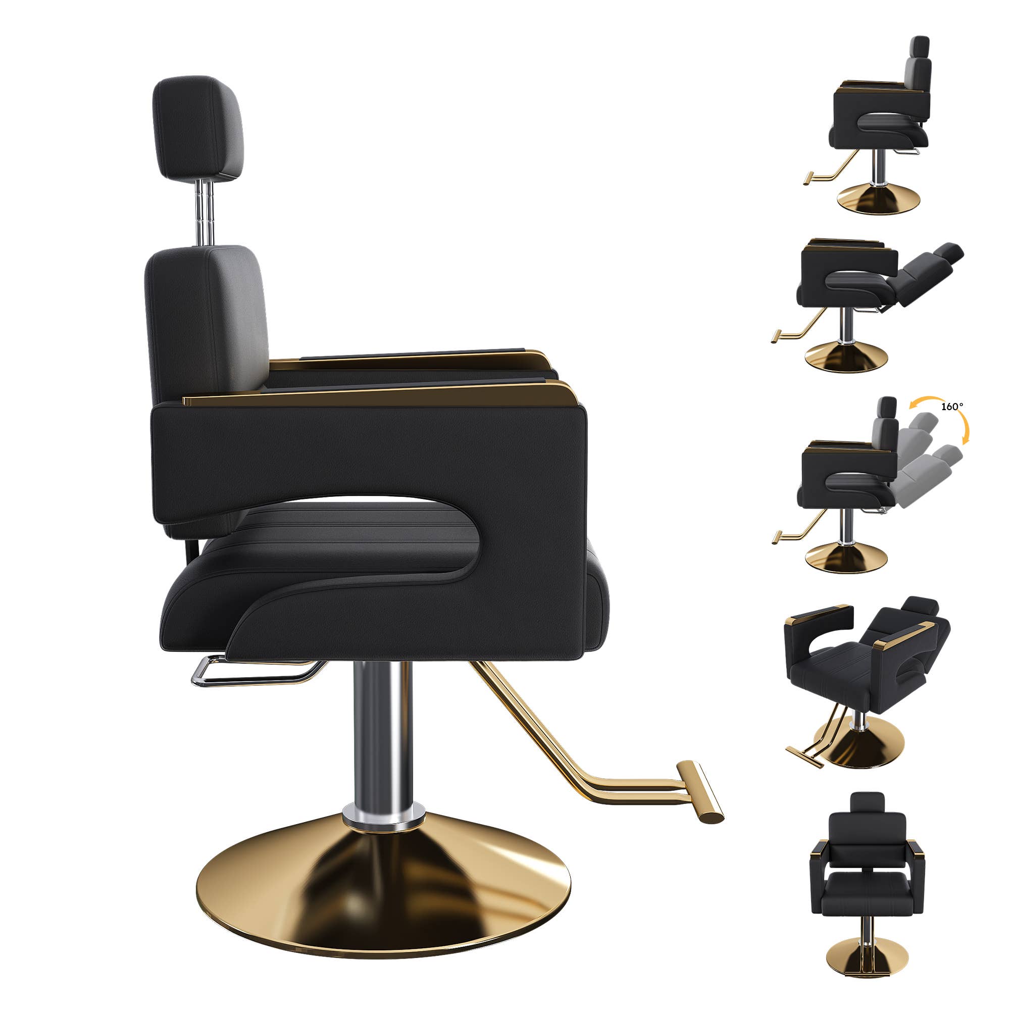 39F Inc. - Wholesale Chair - Black & Gold Professional Hydraulic Barber Salon Chair 3
